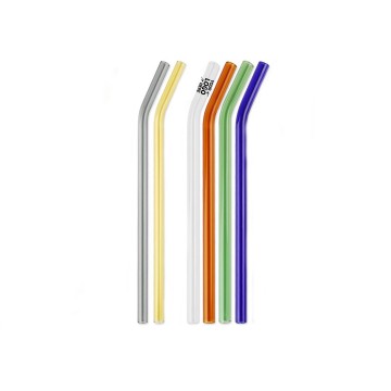 Colorful Reusable Bent Glass Drinking Straw